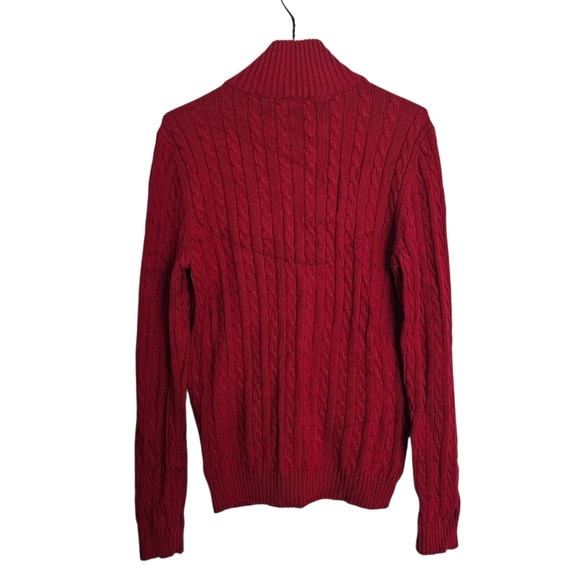 Lauren Ralph Lauren Dark Red Cable-knit Zip-up Sweater Size L - Picture 9 of 9